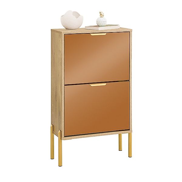 SoBuy Schuhkipper mit 2 Klappen Schuhschrank Schmal für Diele Gold FSR181-G günstig online kaufen