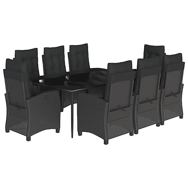 vidaXL 9-Tlg Garten-Essgruppe mit Kissen Schwarz Poly Rattan 3212750 günstig online kaufen