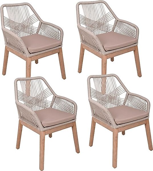 Garden Pleasure Armlehnstuhl »POMONA, braun, 4er Set« (Set) 4 Stk.braun günstig online kaufen
