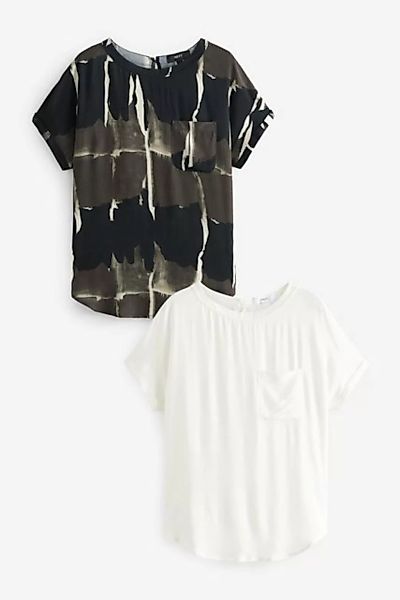 Next T-Shirt 2er-Pack T-Shirt mit Tasche und abgerundetem Saum (2-tlg) günstig online kaufen