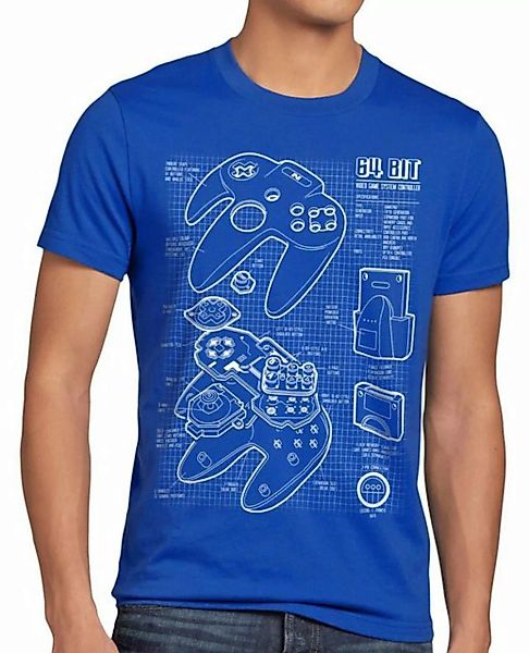 style3 Print-Shirt Herren T-Shirt N64 Blaupause gamer 64 nintendo controlle günstig online kaufen