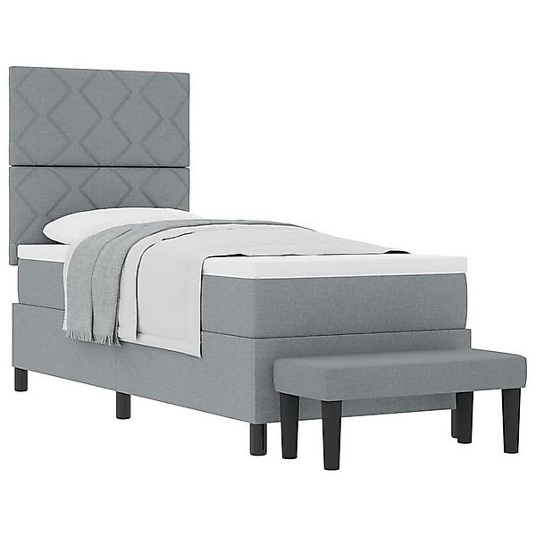 vidaXL Bett Boxspringbett mit Matratze & Bank Hellgrau 80x200 cm Stoff (2-t günstig online kaufen