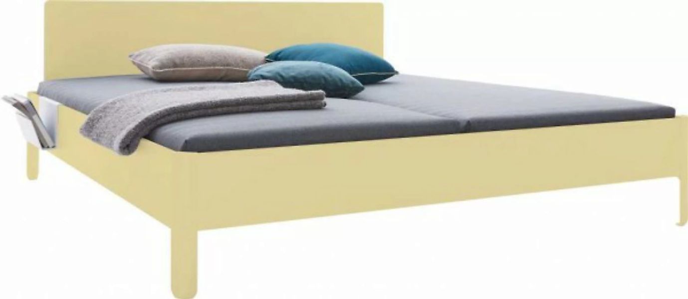 NAIT Doppelbett farbig lackiert Wachsgelb 200 x 210cm Mit Kopfteil günstig online kaufen