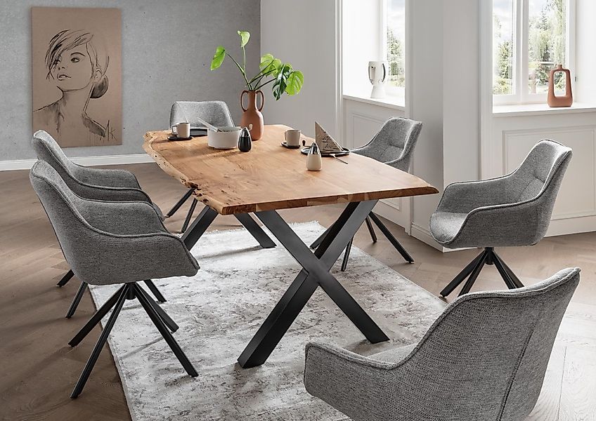 bene living Essgruppe Baumkantentisch Catania, 6er günstig online kaufen
