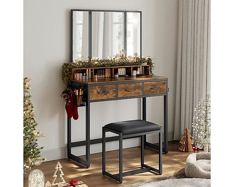 VASAGLE Schminktisch Frisiertisch mit Dreispiegel, 3 Schubladen, Haartrockn günstig online kaufen