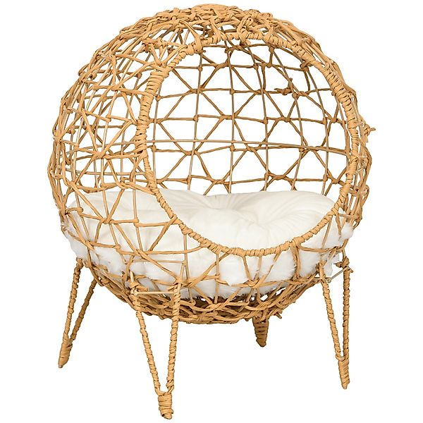 Pawhut Rattan Katzenkorb mit Kissen und Erhöhtes Design günstig online kaufen