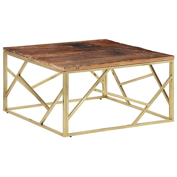 vidaXL Couchtisch Golden Edelstahl und Massivholz 349950 günstig online kaufen