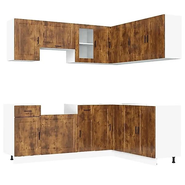 vidaXL 11 Tlg Küchenschrank-Set Porto Räuchereiche Holzwerkstoff 3314966 günstig online kaufen