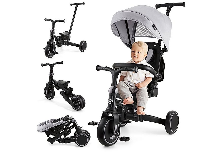 HyperMotion Dreirad Kinderroller mit Schubstange, Verdeck und drehbarem Sit günstig online kaufen