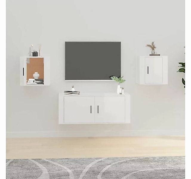 furnicato TV-Schrank TV-Wandschränke 2 Stk. Hochglanz-Weiß 40x34,5x40 cm günstig online kaufen