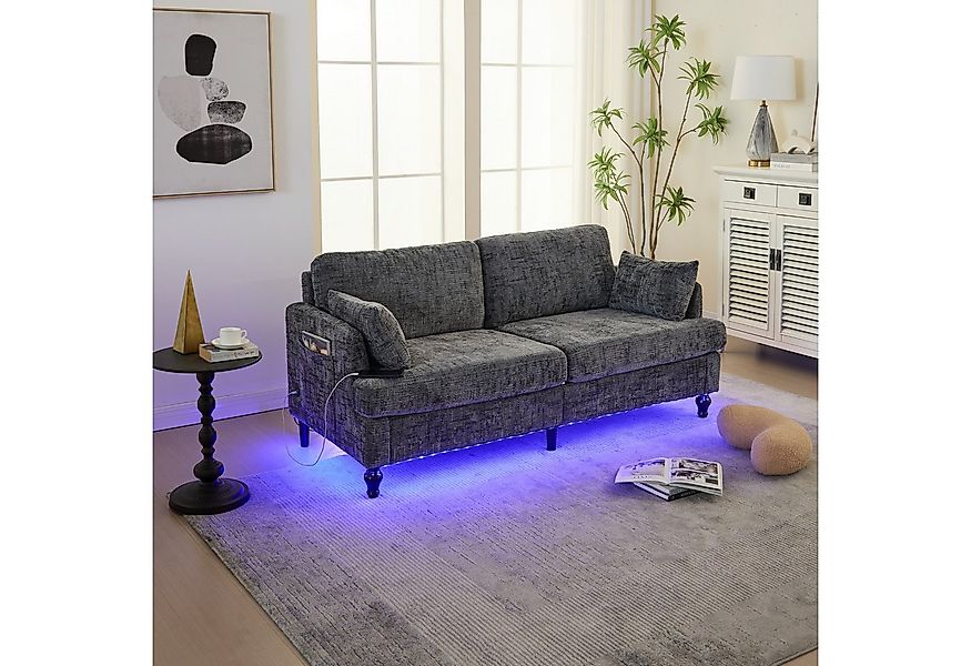 HAUSS SPOLE Sofa 2-sitziges Wohnzimmersofa Ecksofa Couch mit LED-Licht und günstig online kaufen