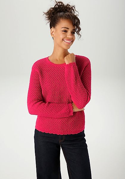 Aniston CASUAL Strickpullover mit gewellten Bündchen am Saum und den langen günstig online kaufen