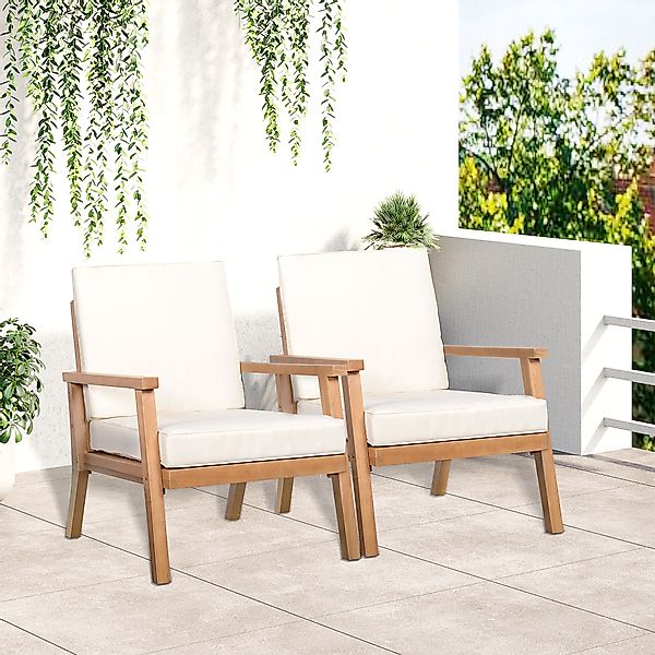 Outsunny Gartenstühle 2er-Set  Komfortable Gartensessel mit Kissen, aus Pap günstig online kaufen
