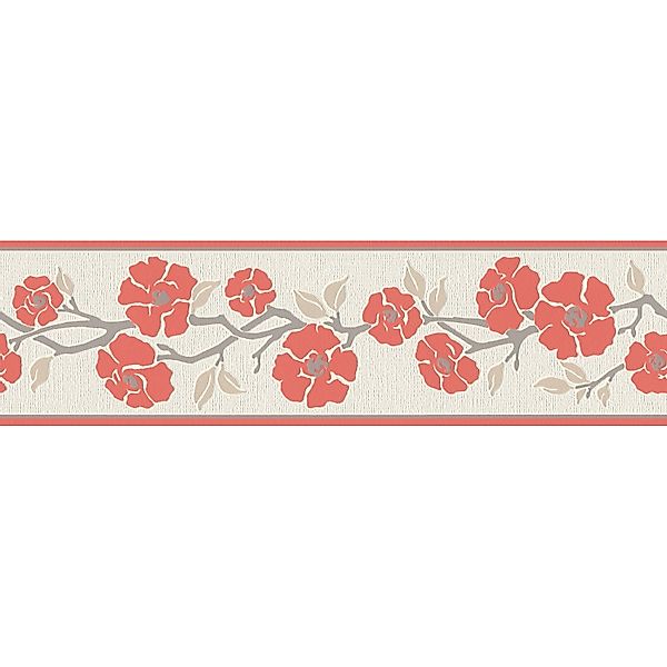A.S. Création Borte selbstklebend Blumen 5 m x 17 cm Rot-Weiß günstig online kaufen