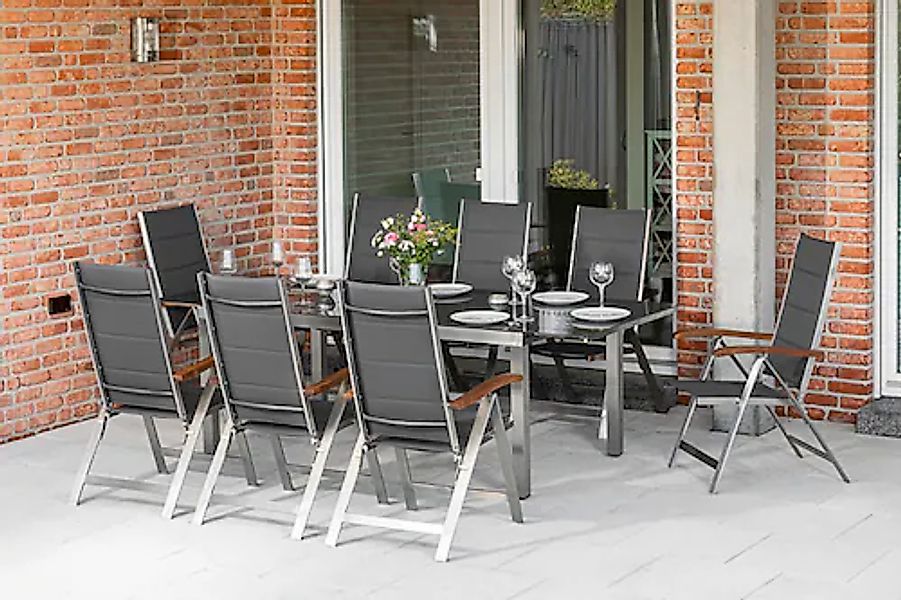 MERXX Garten-Essgruppe »Ferrara« 9 Stk. tlg. 8 Klappsessel, ausziehbarer Ti günstig online kaufen