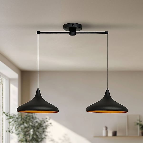 Hängeleuchte Claus, schwarz, Länge 85 cm, 2-flammig, Metall günstig online kaufen