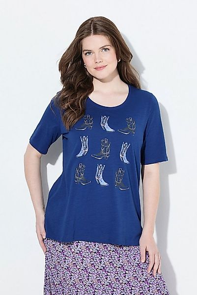 Ulla Popken T-Shirt T-Shirt Cowboystiefel Classic Rundhals Halbarm günstig online kaufen
