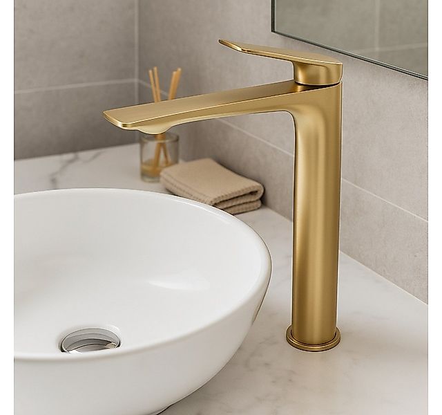 wohnwerk.idee Badarmatur Badarmatur Gold Schwarz, Modernes Design, Messing günstig online kaufen