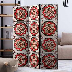 Paravent Trennwand mit Kachelmuster Rot Weiß Schwarz günstig online kaufen