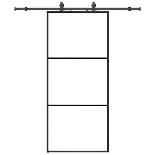 vidaXL Schiebetür mit Beschlag Schwarz 90x205 cm ESG-Glas 3375782 günstig online kaufen