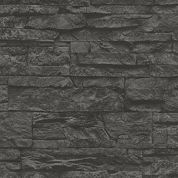 A.S. Création Tapete Stein-Optik Grau und Schwarz 53 cm x 10,05 m AS-707123 günstig online kaufen