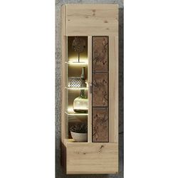 Wandvitrine in Wildeiche Hirnholz Optik modern günstig online kaufen