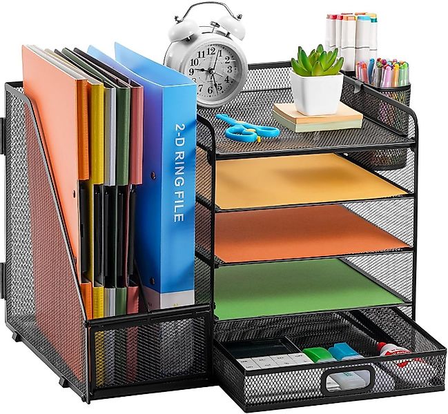 SURFOU Schreibtischaufsatz Schreibtisch Organizer mit Aktenhalter 5Tier Bri günstig online kaufen
