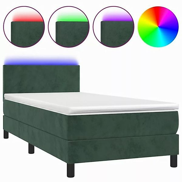 vidaXL Boxspringbett Boxspringbett mit Matratze LED Dunkelgrün 100x200 cm S günstig online kaufen