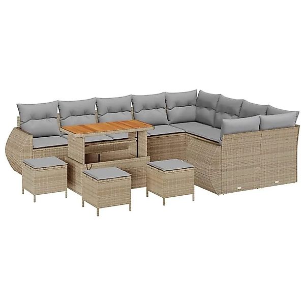 vidaXL Gartensofa-set mit Kissen 13-Tlg Beige und Hellgrau Poly-Rattan 3363 günstig online kaufen