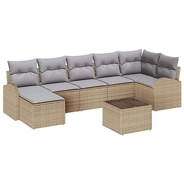 vidaXL Loungesofa 8-teiliges Garten Sofa Set mit Kissen Schwarz Poly Rattan günstig online kaufen