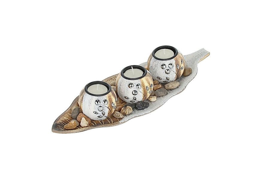 relaxdays Teelichthalter mit Tablett 3 runde Teelichthalter mit Tablett günstig online kaufen