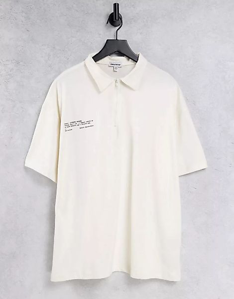 Public Desire – Poloshirt in Ecru mit Schriftzug und Reißverschluss, Kombit günstig online kaufen