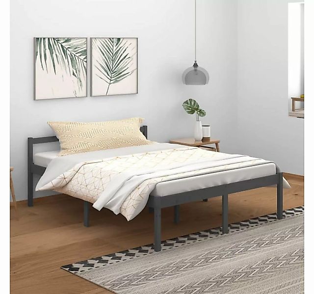 furnicato Bett Seniorenbett Grau 150x200 cm Massivholz Kiefer günstig online kaufen