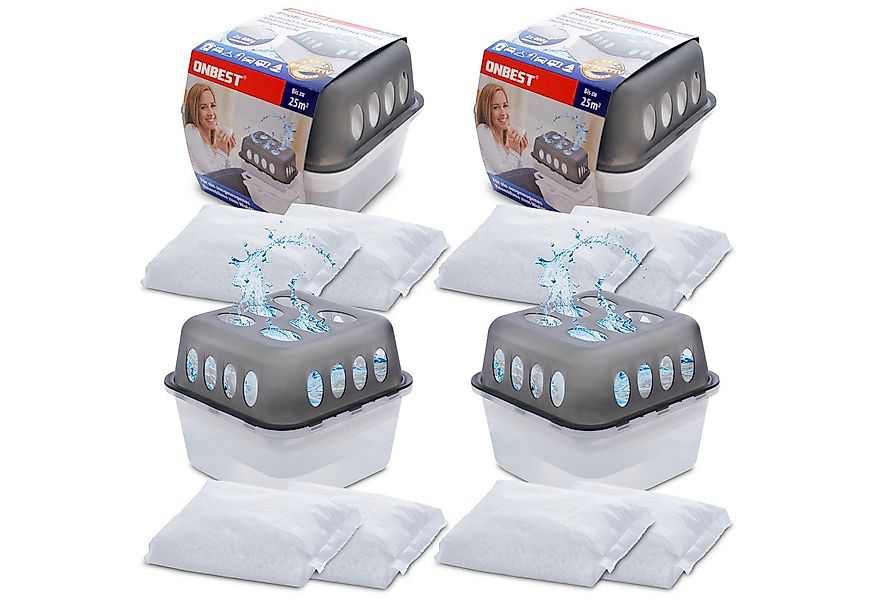 Onbest Granulat-Luftentfeuchter Set mit 4 x Entfeuchter und 8 x 400 g Nachf günstig online kaufen