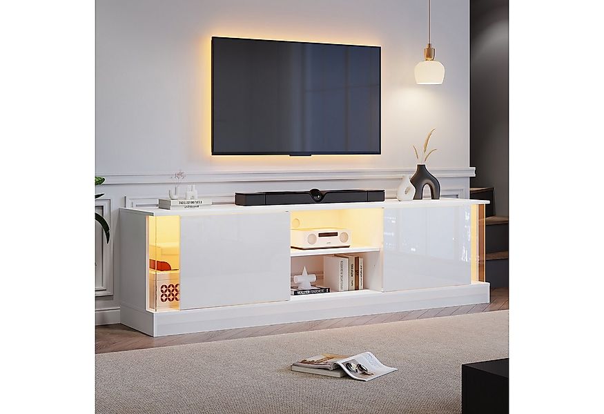 Merax Lowboard hochglanz Fernsehschrank mit LED-Beleuchtung, inkl.Fernbedie günstig online kaufen