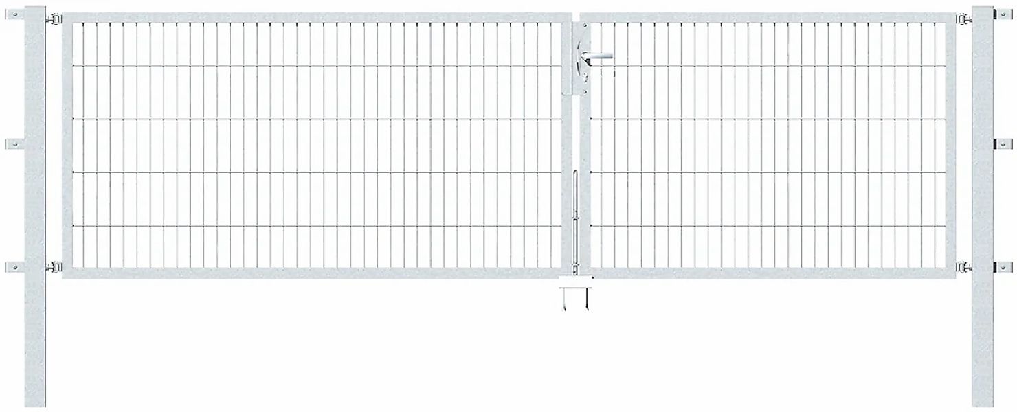 Metallzaun Doppeltor für Doppelstabmatte verzinkt z. Einbeton. 100 cm x 350 günstig online kaufen