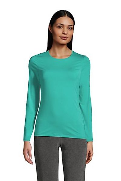 Shirt aus Baumwoll/Modalmix in Petite-Größe, Damen, Größe: L Petite, Blau, günstig online kaufen