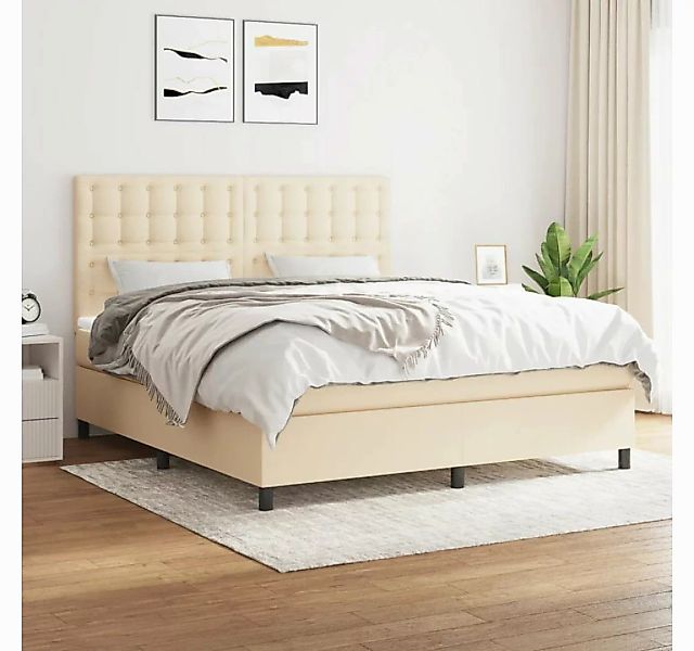 vidaXL Boxspringbett Boxspringbett mit Matratze Creme 180x200 cm Stoff Bett günstig online kaufen