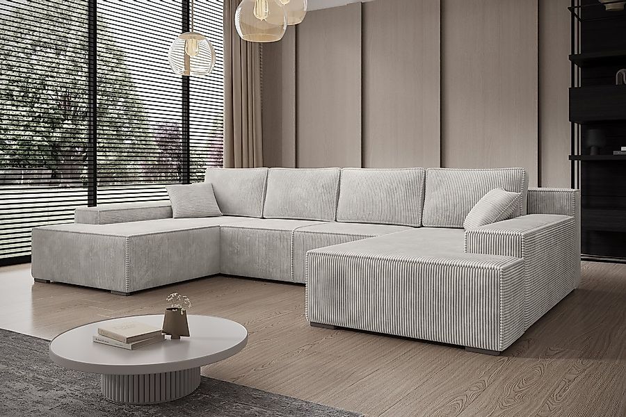 PROMETO Möbel Ecksofa Ecksofa Couch U-Form mit Schlaffunktion, POSO-Stoff C günstig online kaufen