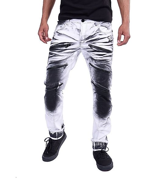 KINGZ Regular-fit-Jeans Ausgefallene Herren Jeans mit Batik-Look günstig online kaufen
