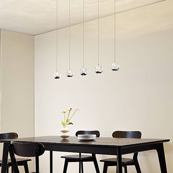 Lucande LED-Pendellampe Hayley, 96 cm, 5-flg., chrom, Glas günstig online kaufen