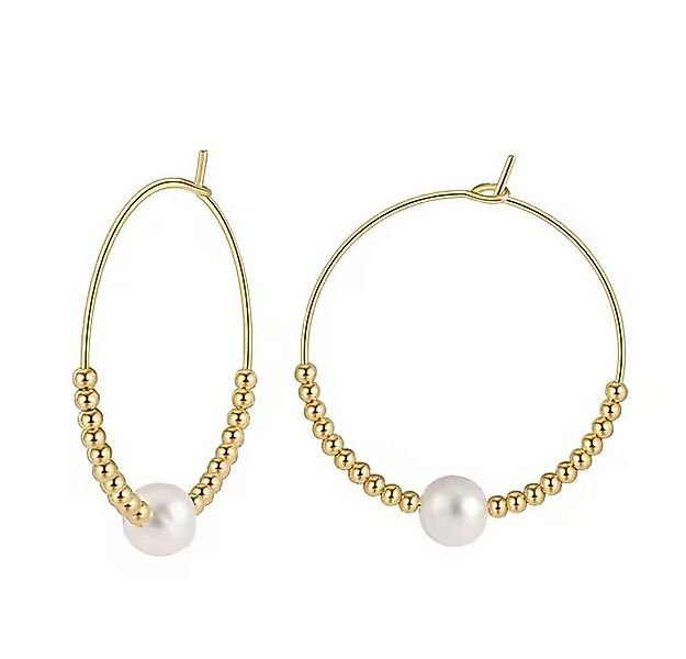 Runde Perlé Paar Creolen handgefertigte Creolen, eine große Perle, Süßwasse günstig online kaufen