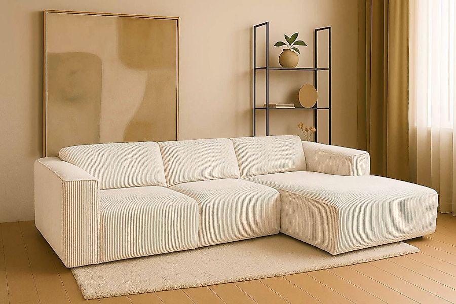 andas Ecksofa "Noord", L-Form, mit Kedernaht, Breite 281 cm, Cord, Struktur günstig online kaufen