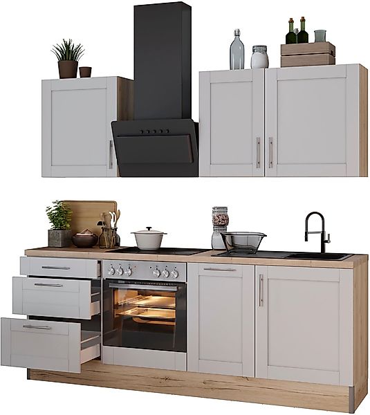 KOCHSTATION Küche "KS-Ahus" Breite 225 cm,wahlweise mit E-Geräten,MDF Front günstig online kaufen