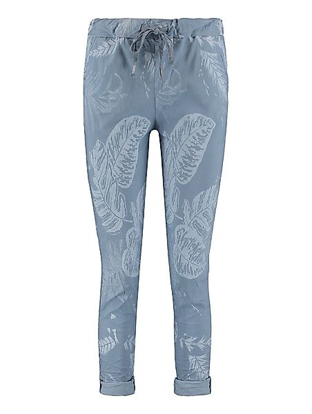 LaMarta Homewearpants Blaue Hose mit Blätterdesign günstig online kaufen