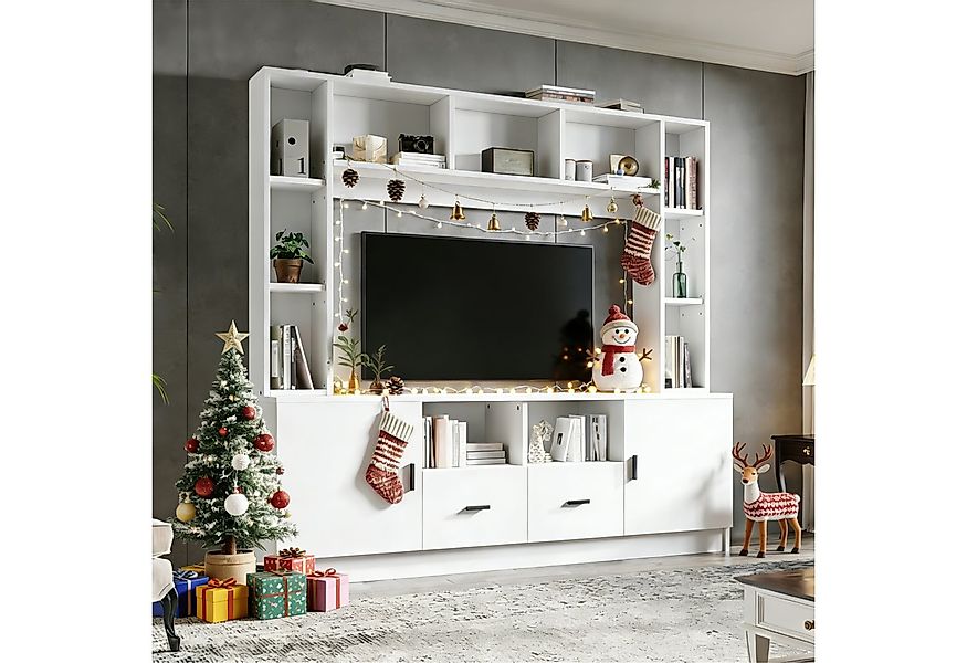 Merax Wohnwand Wohnwand-set TV-Board-set, (1-St), Wohnzimmermöbel-Set mit 2 günstig online kaufen