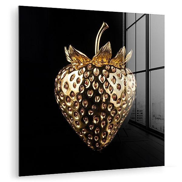MuchoWow Acrylglasbild Erdbeere - Gold - günstig online kaufen