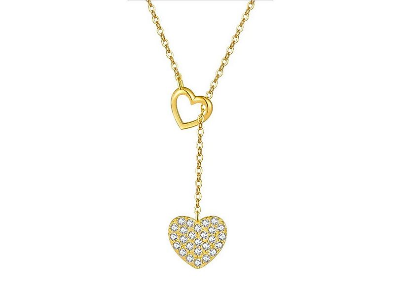 KARMA Kette mit Anhänger Halskette Herz Kristall Silber oder Gold Damen Sil günstig online kaufen