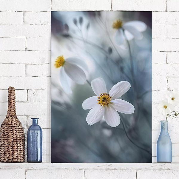 Leinwandbild Blumen - Hochformat Kosmeen in Pastell günstig online kaufen