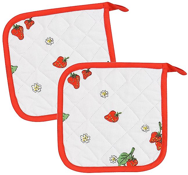 Kracht Topflappen Erdbeere, (2-tlg., 2-teilig), 2er Set Topflappen, wattier günstig online kaufen